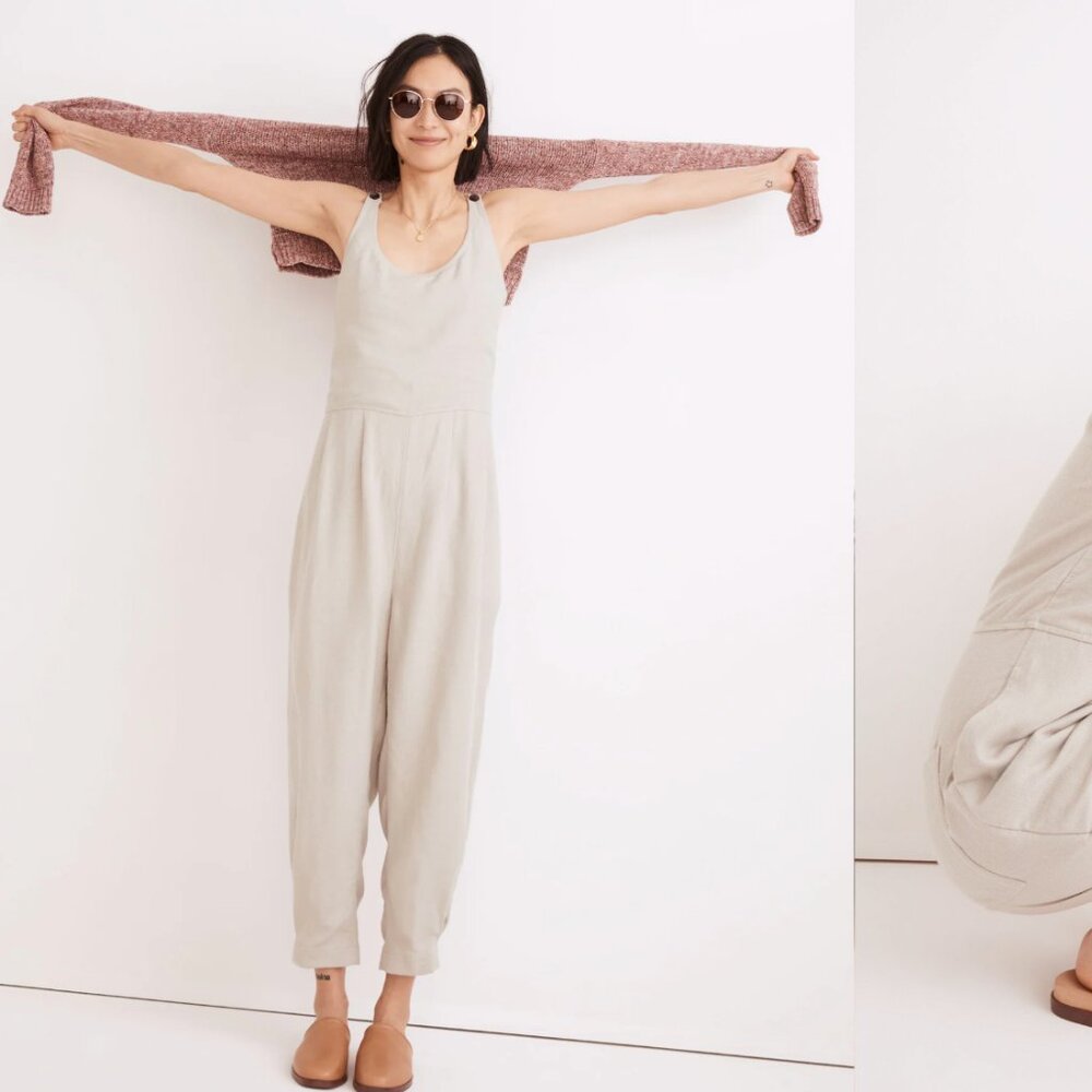 Madewell Breezewoven Linen-Blend Tank Jumpsuit
